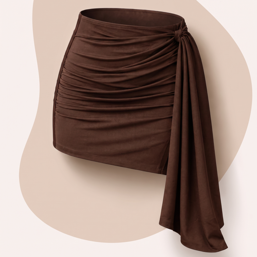 Saia Feminina Plissada Curta Franzida com Faixa Lateral Tendência Moda