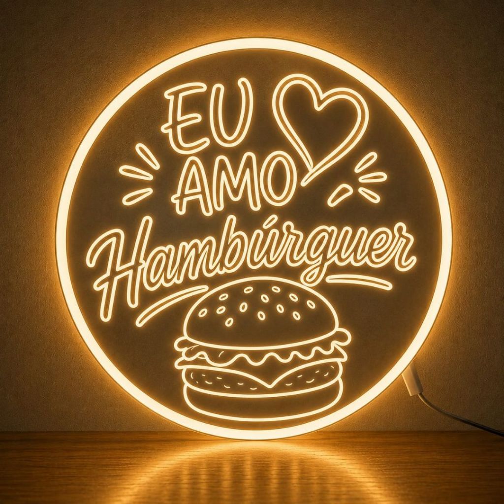 Luminária LED Neon 30CM em Acrílico | Placa Decorativa para Hamburgueria - Lanchonete - Bar - Restaurante