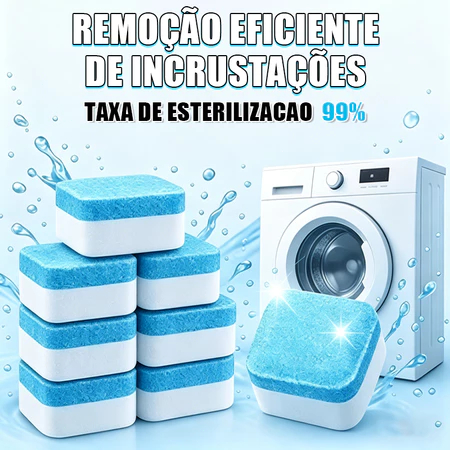 Kit 32 Limpador de Máquina de Lavar Roupa Efervescente, Pastilha Sólida para Limpeza Completa