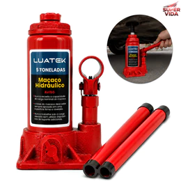 Macaco Hidráulico Garrafa Luatek 2T 3T 5T Aço 45 Para Carro Emergência e Oficina Automotiva-LUATEK