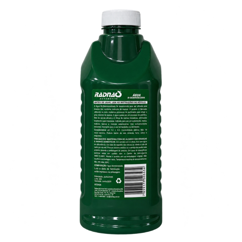 Kit 10 Água Bi Desmineralizada Radnaq Radiador Motor Bateria 1 Litro — imagem 2 de 2