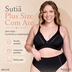 Sutiã Feminino Plus Size Nayane Rodrigues Sem Bojo Aro Reforçado e Recorte Anatômico para Conforto