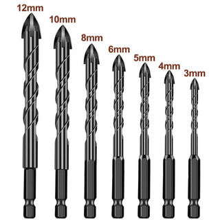 Kit 6 Brocas de carboneto Triangular Titânio Profissionais 4-12mm Para Fura Tudo
