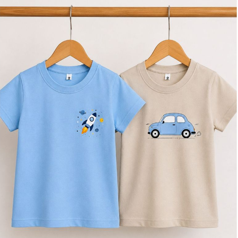 Kit Camiseta Infantil Menino Carinho Foguete Astronauta Espaço 100% Algodão Roupa Infantil estilosa moderno Masculina