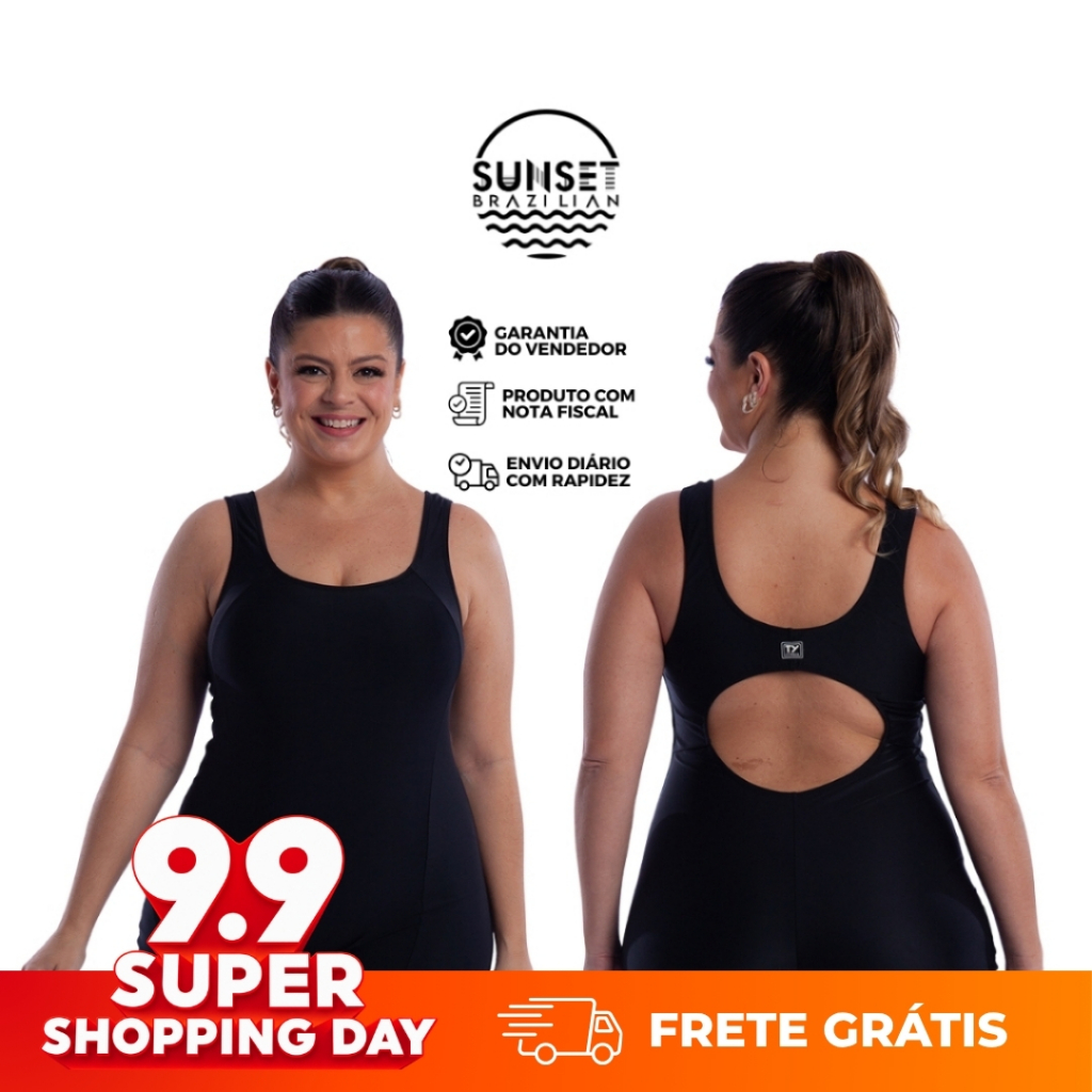 Maiô Plus Size Feminino com Recortes Liso Elegante Confortável Moda Praia Praia e Piscina
