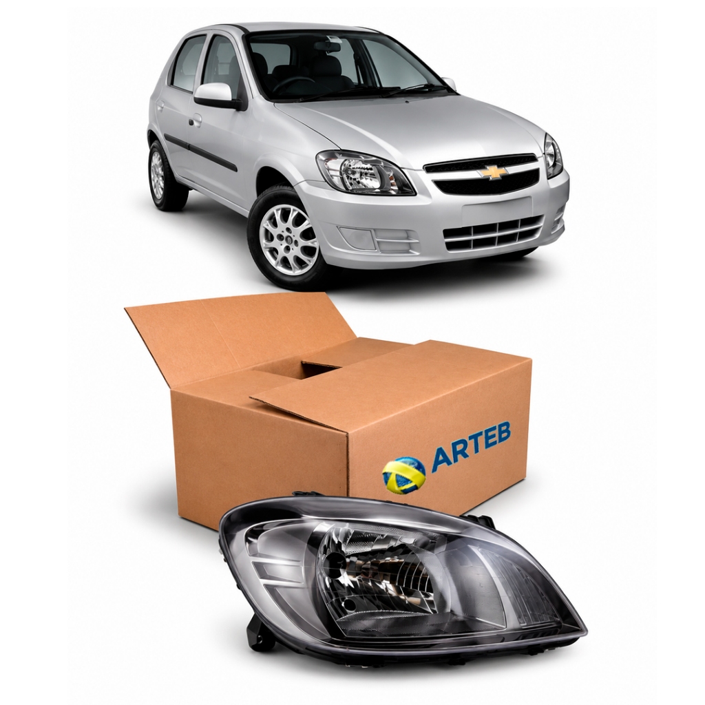 Farol Dark Chrome Lado Direito Celta Prisma 160758 Arteb