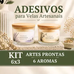 Kit Adesivos para Velas Artesanais Rótulos Vinil 6x3 Aromas ARTE PRONTA