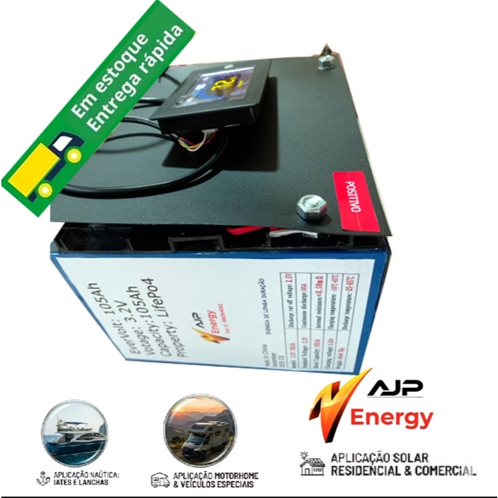 Lifepo4  EVEResidencial 12V 100Ah grau A  BMS JK  Motorhome , Som Automotivo Bluetooth