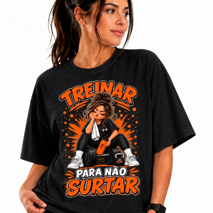 Camiseta Feminina 100% Algodão Camisa Academia Blusa Treino Treinar Para Não Surtar Estampada Fitness Gym Premium