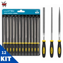 Kit 12 Limas Agulha LUATEK LWJ-1977 em Aço Carbono para Acabamento de Precisão