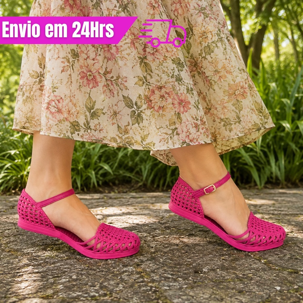 Sapatilha com Fivela Infantil e Adulta Feminina- Sandalia Flexível e Macia