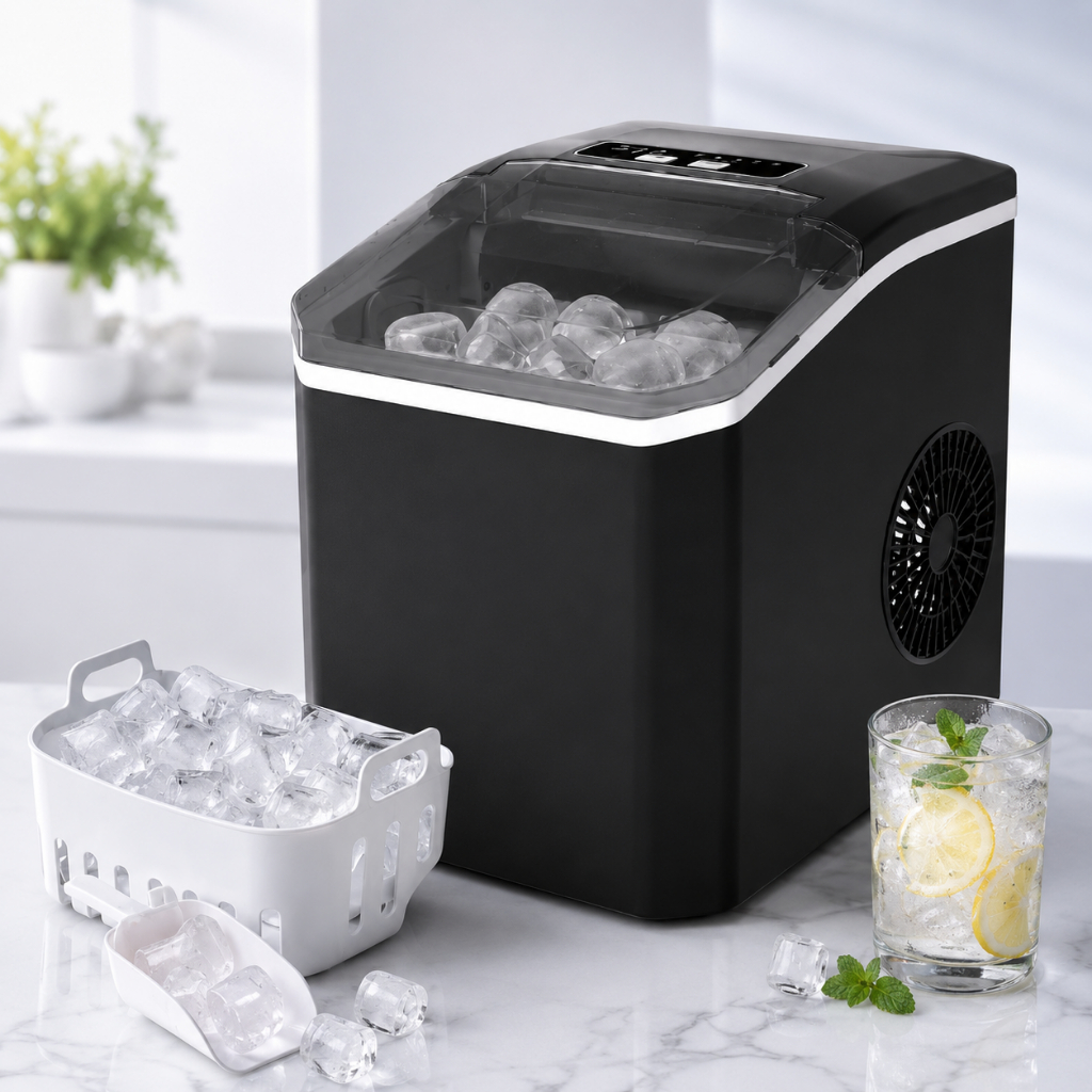 Máquina de Gelo Portátil Premium 12Kg Compacta para Casa Festas Drinks Bebidas