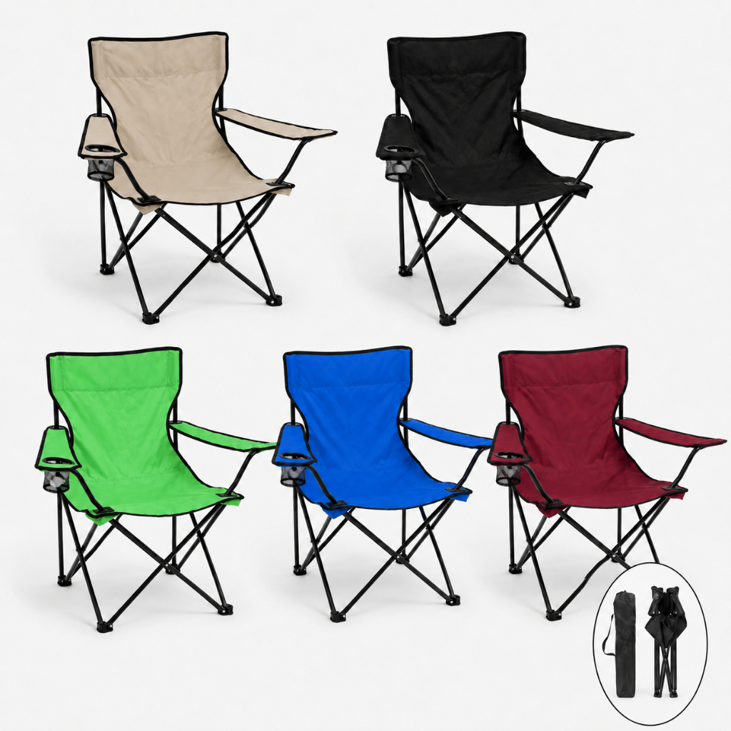 🔥Cadeira camping dobravel 120kg com Porta Copos Pesca Praia Acampamento com bolsa