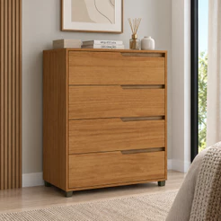 Cômoda 4 Gavetas 104x80 Cm 100% MDF Viena Cor Nature Casamia