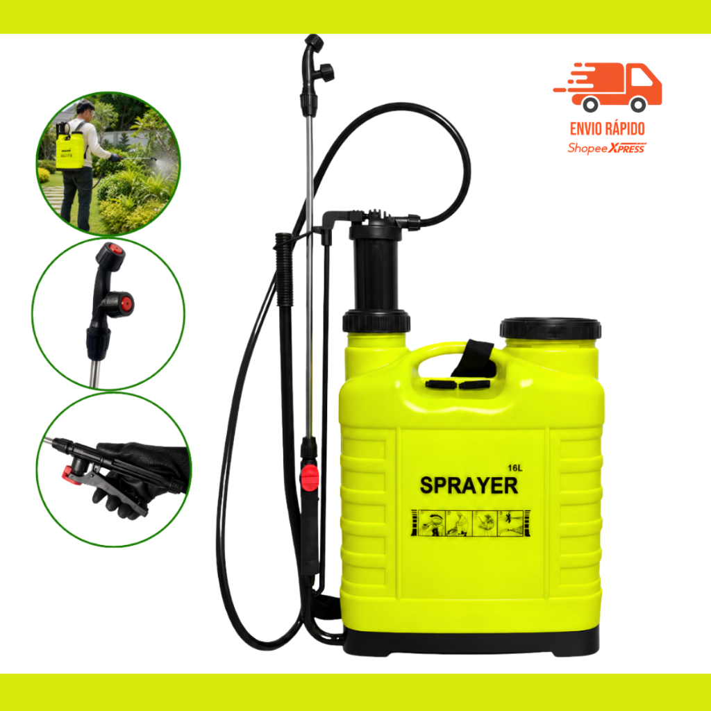 Pulverizador Manual Bomba Mangueira 16 Litros Jardim Resistente Inseticidas Herbecidas