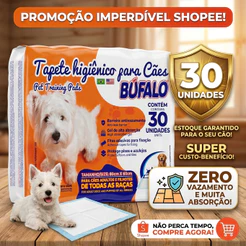 Tapete Higienico Bufalo Para Cães 80X60 com 30 uni