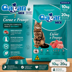 Ração Seca Gatan Mix para Gatos Adultos Sabor Carne e Frango 10kg/20kg
