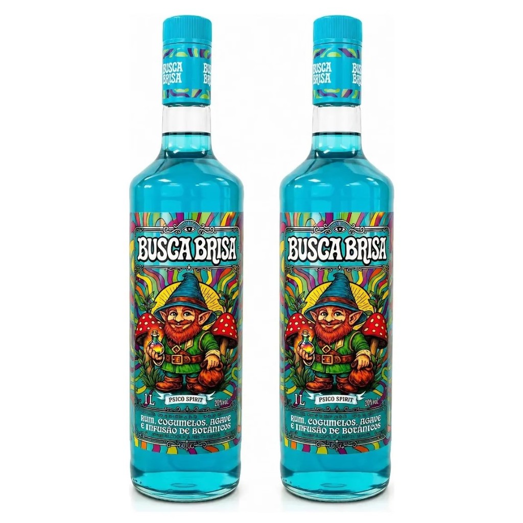 Kit 2 Licor Busca Brisa Fusion Spirit  Rum, Agave e Botânicos | 1 Litro