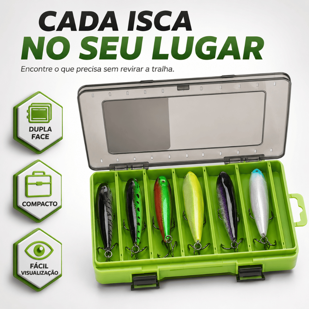 Caixa Equipamento Pesca Organizador Dupla Porta Iscas Artificiais Anzóis