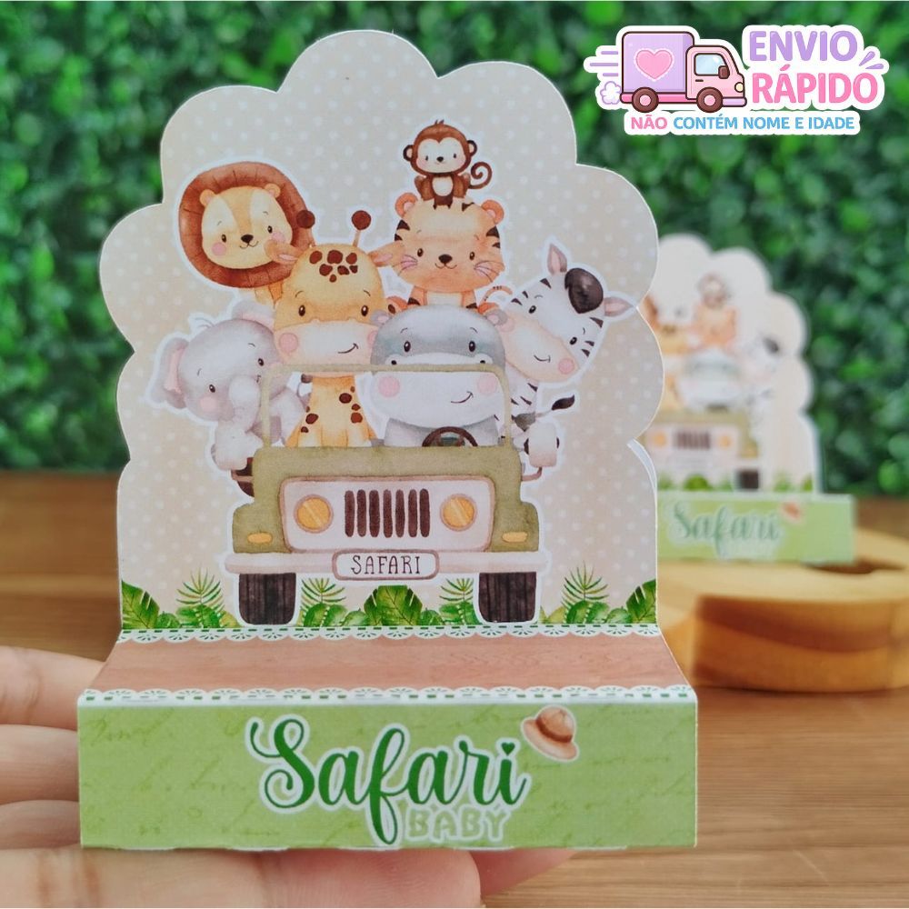 Porta Bis Duplo Safari Menino Lembrancinha para Festa Infantil e Aniversário Personalizado no Tema