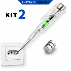 KIT 2 Caneta Teste Elétrica LUATEK Detector de Tensão 70-250V Chave Teste Fase Neutro Fio Rompido