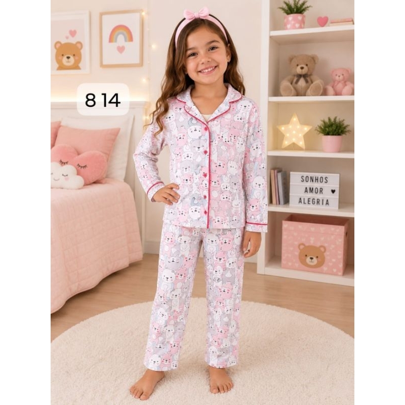 Pijama Lady Infantil Feminino – Conjunto de Dormir Infantil Confortável e Fofo
