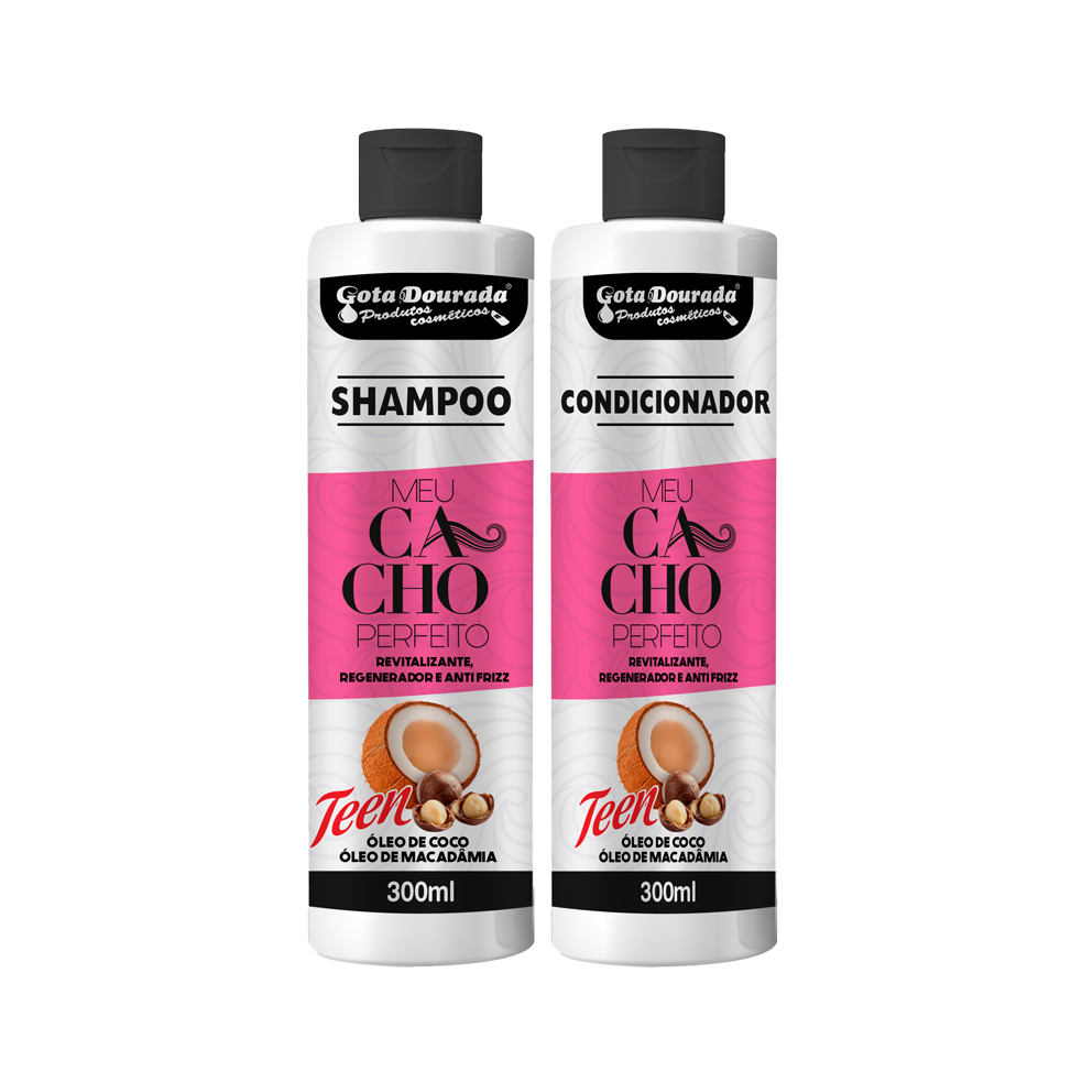 Shampoo e Condicionador Gota Dourada Meu Cacho Perfeito - Óleo de Coco e Macadâmina