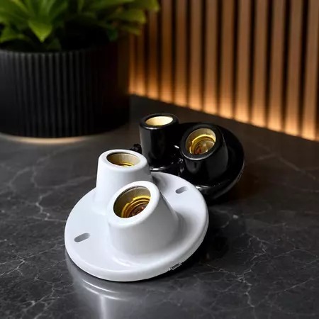 Plafon Duplo 5 UND Luminária Sobrepor para Teto Parede com Soquete bocal E27 Led Bivolt Kit Completo — imagem 2 de 2