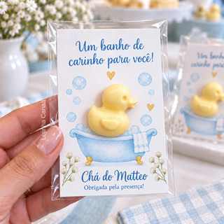 Lembrancinha Chá de Bebê | Chá de Fraldas | Maternidade | Mini Sabonete Patinho com Card Personalizado Embalado