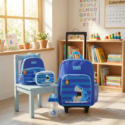 Kit Mochila de Rodinha Infantil + Lancheira Térmica + Pote + Garrafa Jacki Design Escolar e Passeio