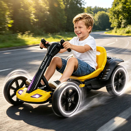 Triciclo Elétrico Drift para Crianças Carro de Corrida Giro 360° com Luzes e Música Mini Kart