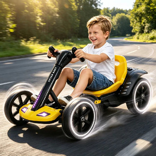 Triciclo Elétrico Drift para Crianças Carro de Corrida Giro 360° com Luzes e Música Mini Kart