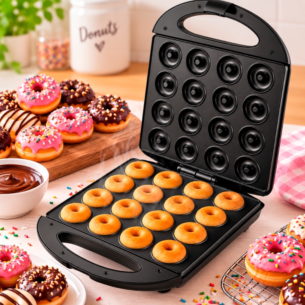 Máquina de Fazer Donuts Com 16 Cavidades Faz Rosquinhas Doce Confeitaria