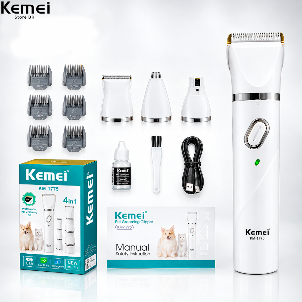Máquina de Tosa Kemei KM-1775 – Profissional para Animais de Estimação Pet