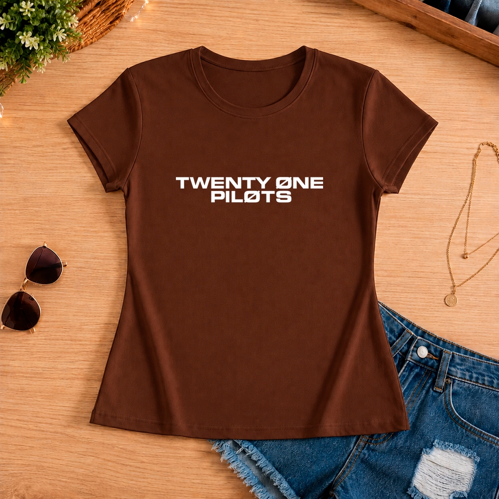 Camiseta Blusa Babylook Feminina Basica Twenty One Pilots Escrito Moderna Conforto Estampada