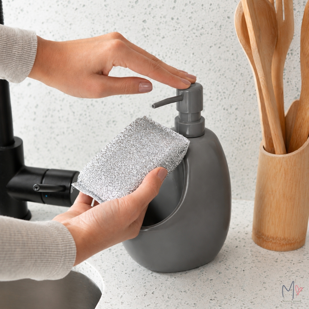 Kit 3 Esponjas Multiuso Não Risca Para Vidros Aço Inox Porcelanas Antiaderente Poliéster Powermaid · foto 2
