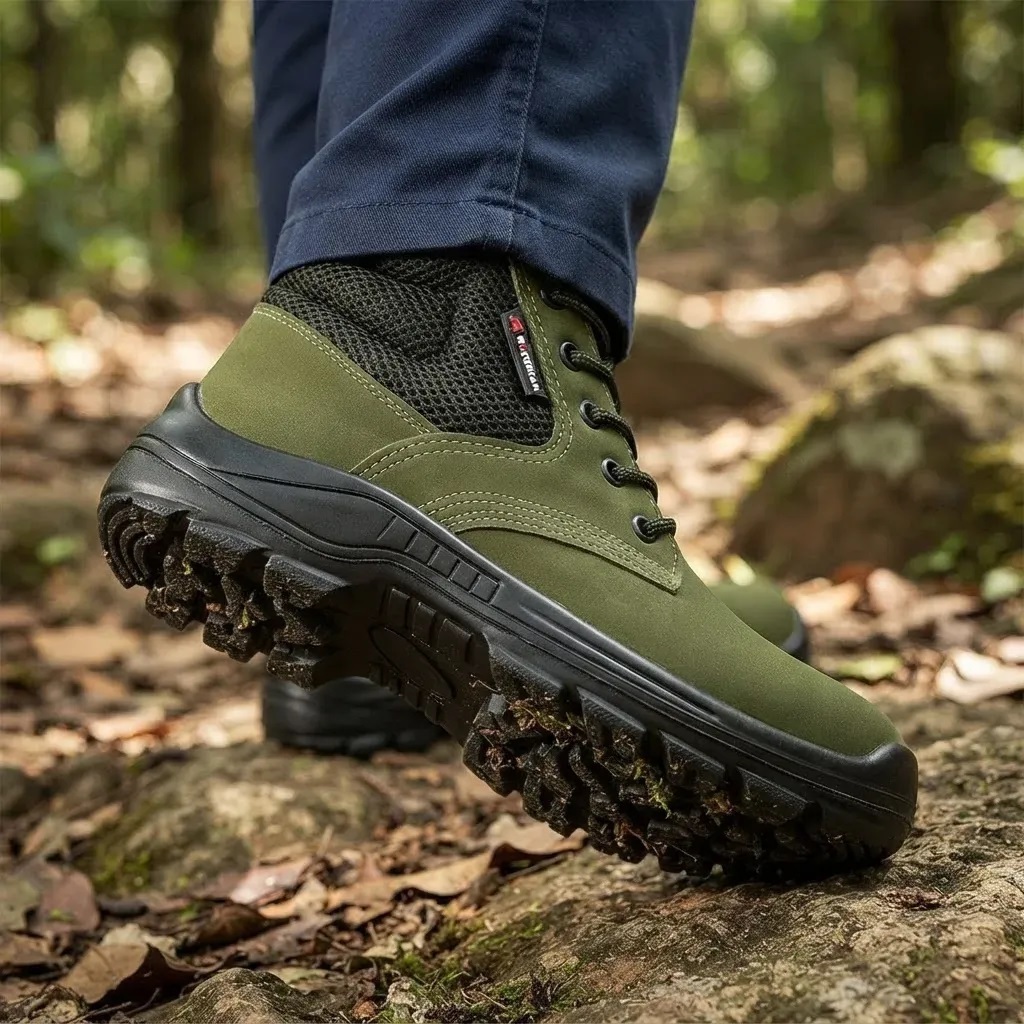 Bota Masculino para Trabalhos com Segurança na Sola Emborrachada e Resistente Marrom e Preto