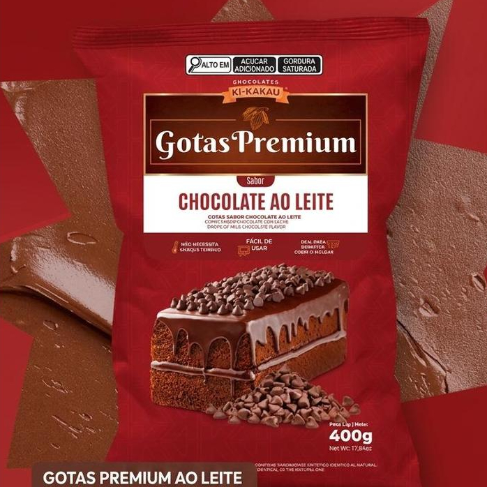 Cobertura Gotas Premium Ao Leite 400g para Derreter e Confeitar Doces