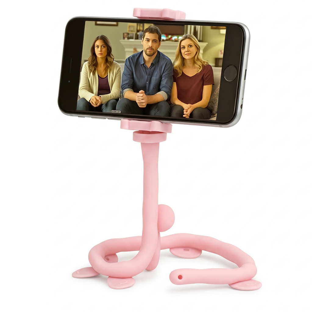 Suporte Articulado Celular Flexível Com Ventosas Minhoca Cor Rosa