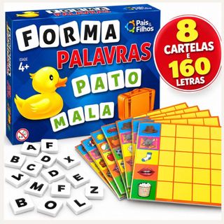 Jogo Educativo Forma Palavras 160 Letras Pedagógico Alfabetização Infantil Com Figuras Coloridas