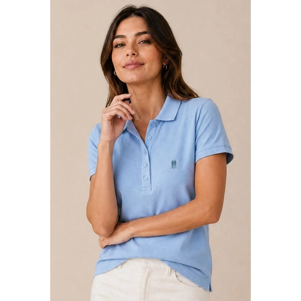 Polo Feminina Premium Polo Wear Azul Claro