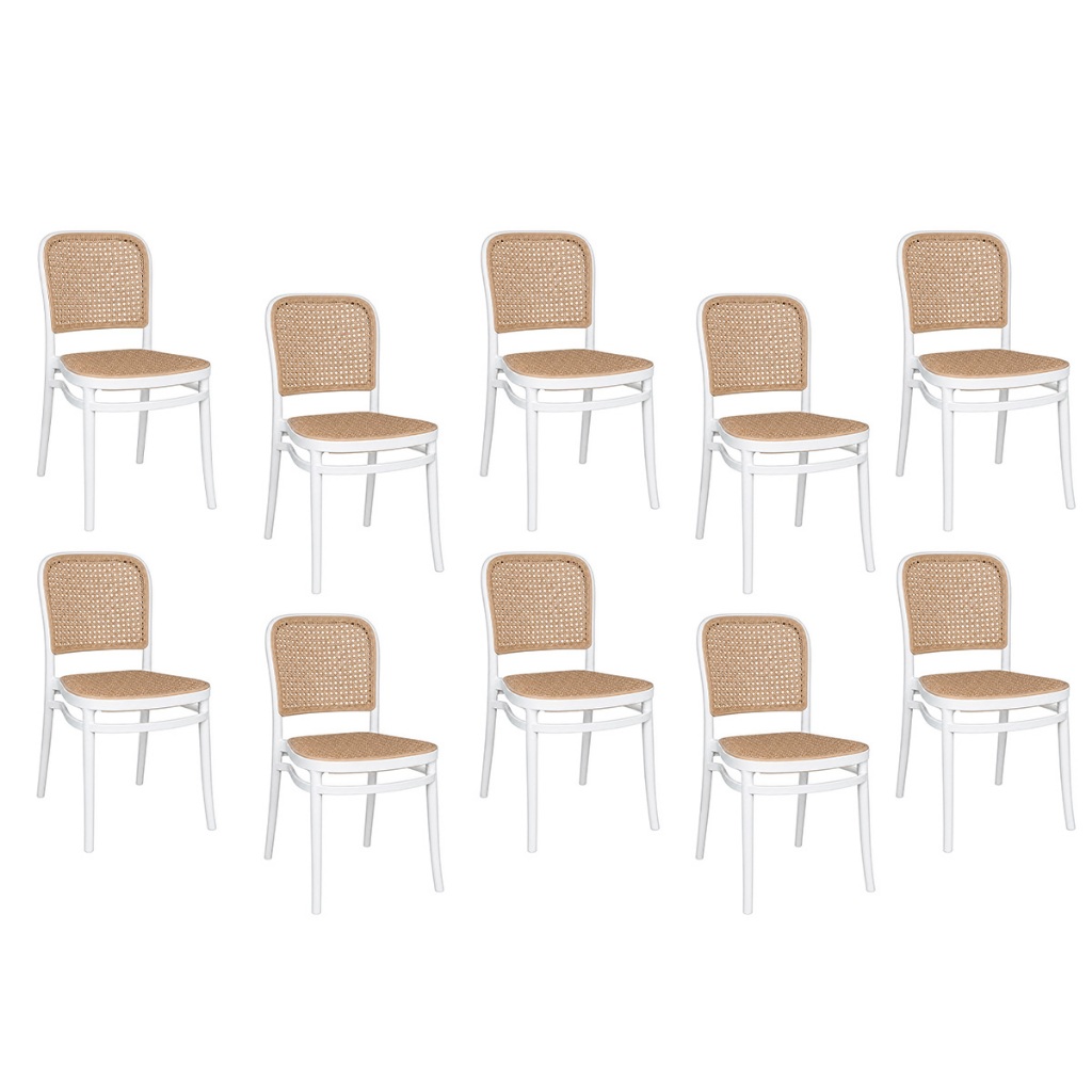 Kit 10 Cadeiras Roma em Polipropileno para Sala de Jantar e Cozinha Design Moderno Branca Suporta até 120kg