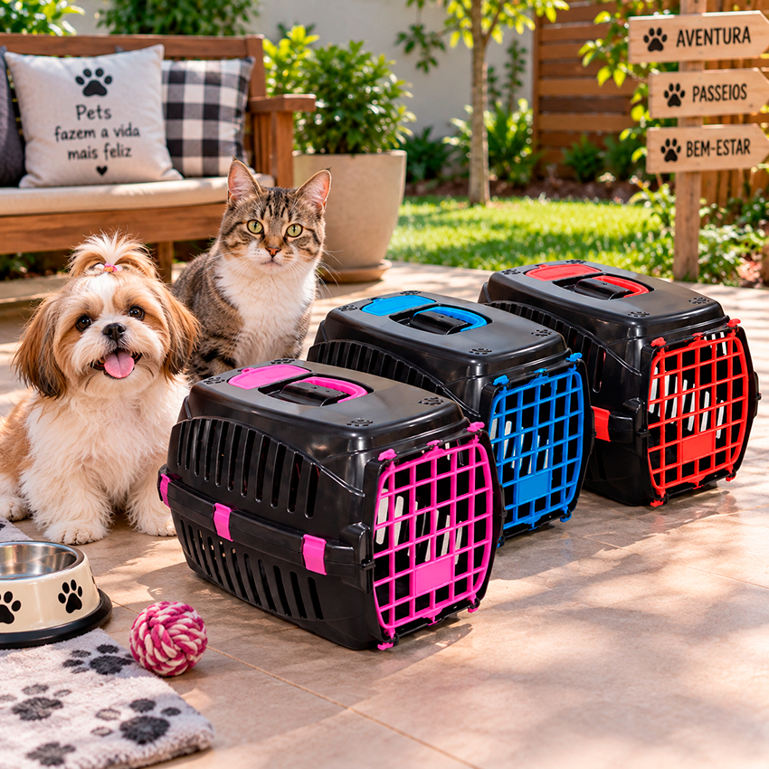 Caixa De Transporte Cães Gatos Christino Pet Nº2 Black