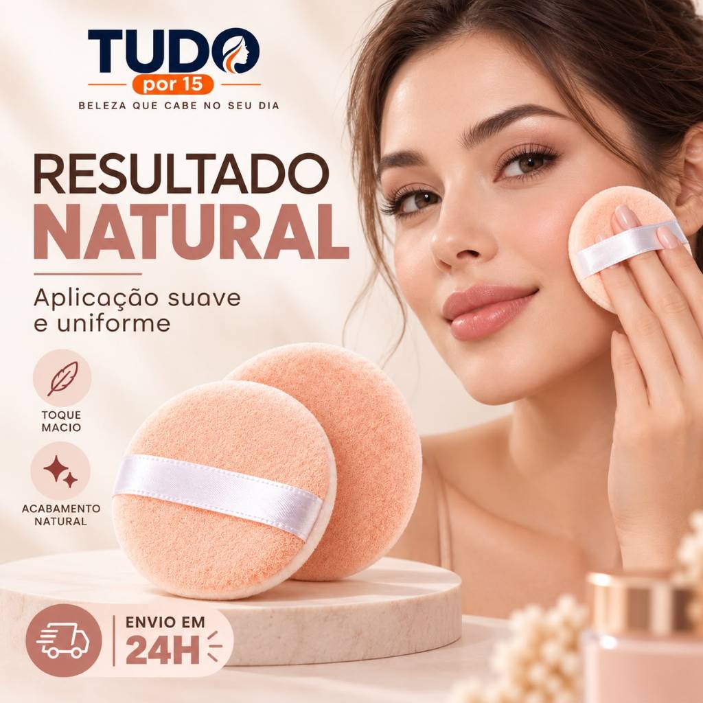 Esponja Puff para Pó Facial com Alça Macia para Maquiagem — imagem 2 de 2