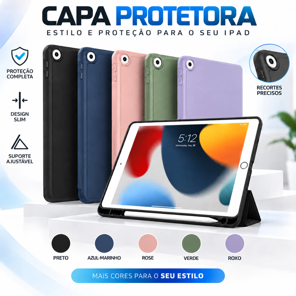 Capa Case para Ipad 9ª 8ª 7ª Geração Capinha
