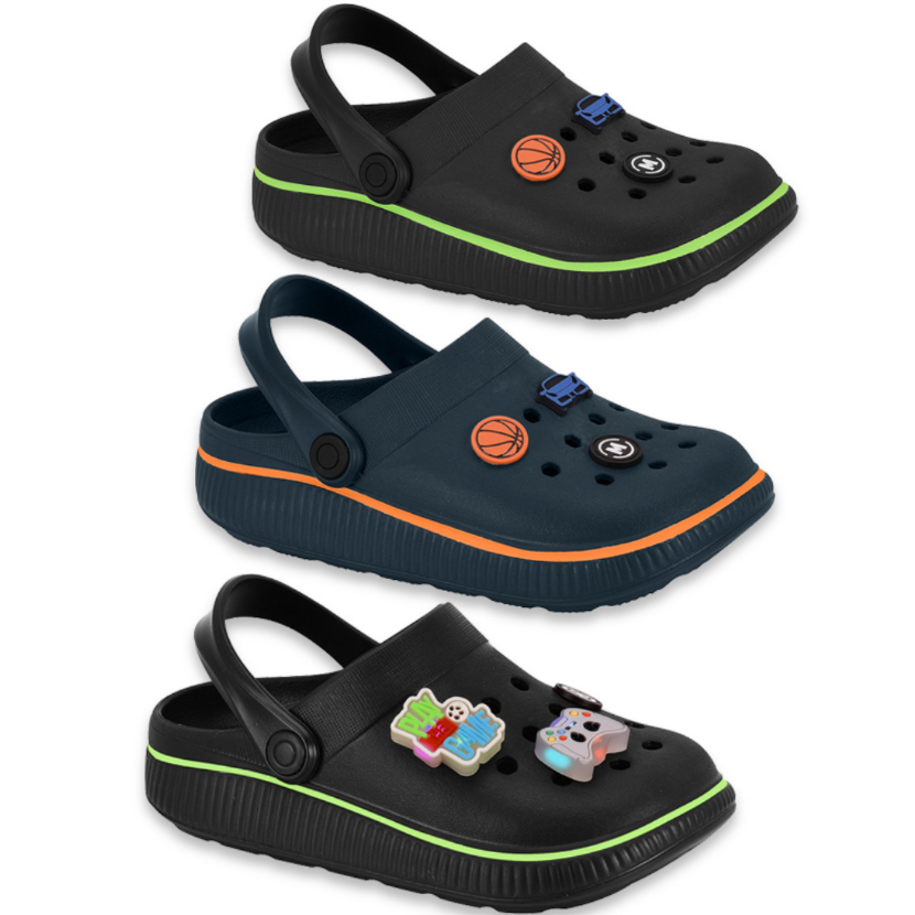 Babuche Infantil Molekinho Clog Com Enfeites Pins Removíveis Super Leve Eva Confortável Original