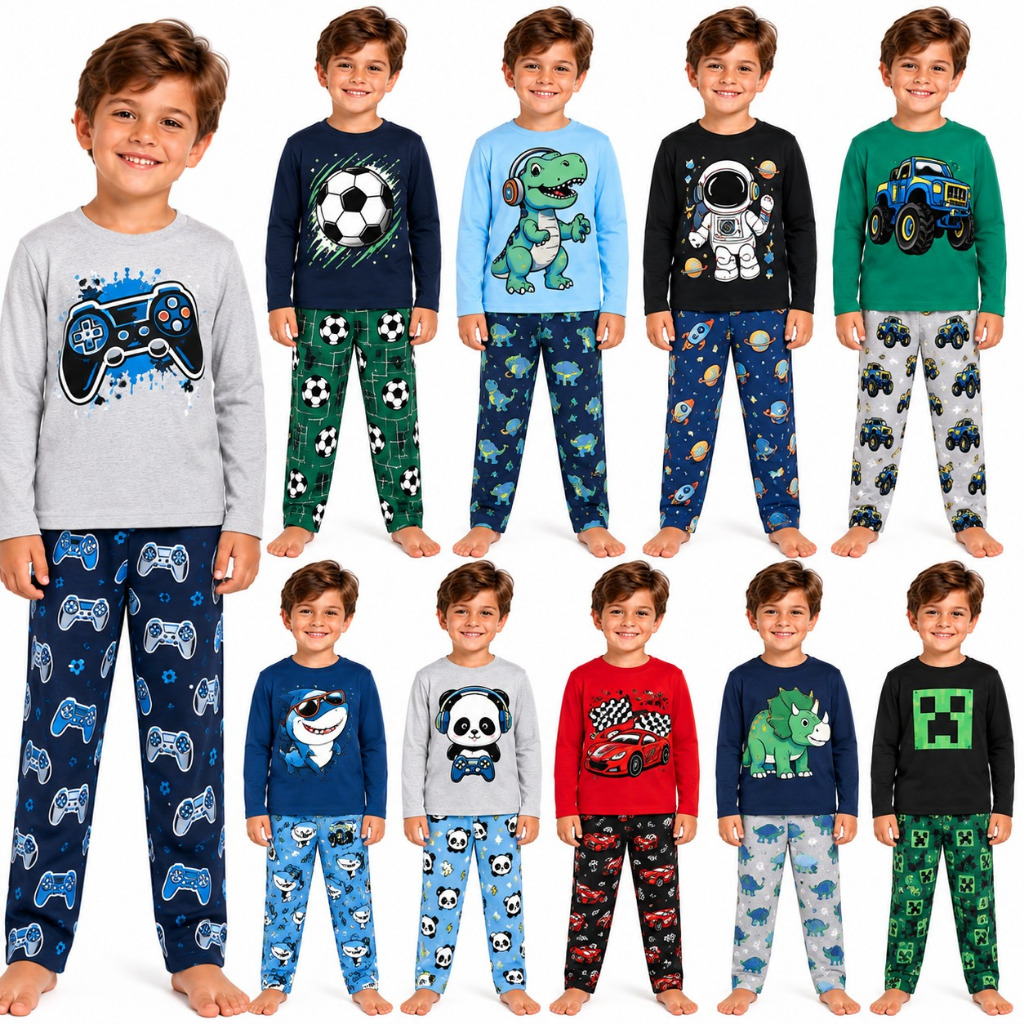 Kit 2 Conjunto Pijama Infantil Menino Estampas Sortidas