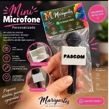 Suporte Mini microfone para microfone de celular ( NOME PERSONALIZÁVEL)
