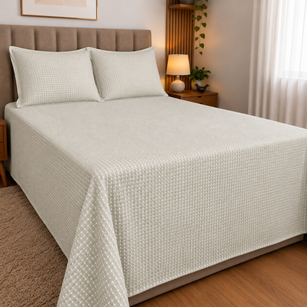 Colcha Piquet Casal 3 Peças Lisa Cobre Leito/Luxo Elegante