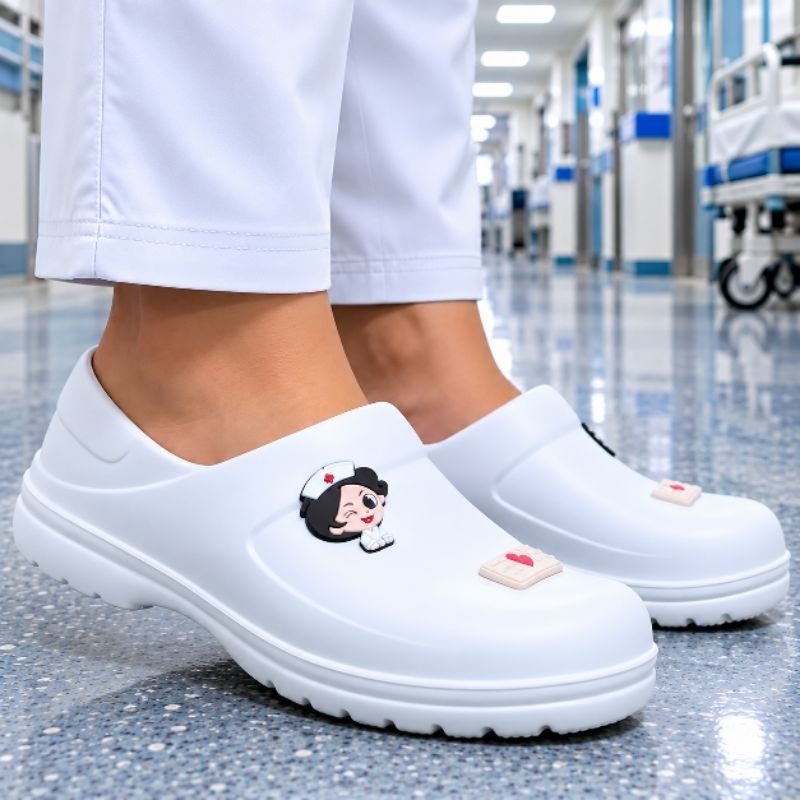 Sapato Profissional Hospitalar Enfermagem Branco Fechado EPI Antiderrapante Yvate Leve Confortável Impermeável (Sapato)